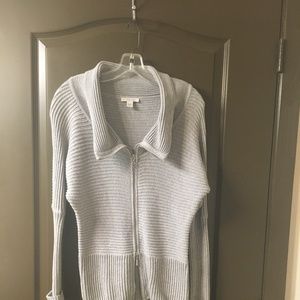 SILVER GRAY ZIP UP SWEATER